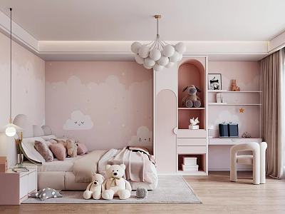 Children's Room Girls' Room Children's Bed 3d model