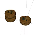 Traditional Wooden Round Game Pieces With Chinese Characters On White Background