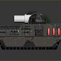 3D Sci fi Tank With Grey Red Armor And Cannon 3d model