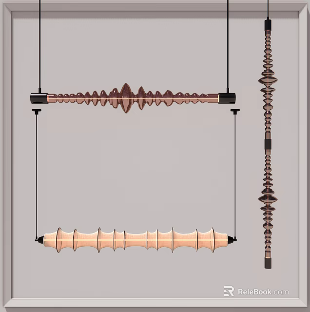 Stylish Chandeliers With Modern Metallic Spiral And Cylindrical Design Features 3d model 
