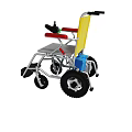 Electric Wheelchair With Yellow Seat Red Armrests And Black Wheels