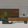 Modern Front Salon Long Table 3d model