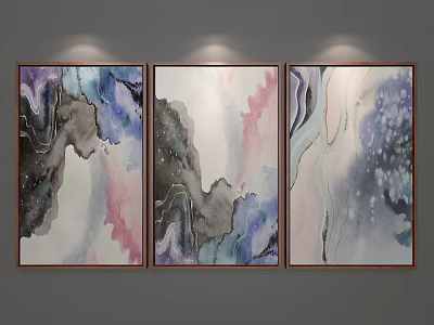 Modern abstract painting decorative wall chart 3d model