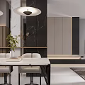 Modern Living And Dining Area With Sofa Coffee Table TV Wall And Dining Table