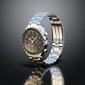 Luxury Silver Watch with Stainless Steel Strap Dark Chronograph Dial Modern Design