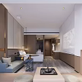 Modern Hotel Guest Room Interior Design With Sofa Bed Coffee Table Wooden Cabinets Decorative Painting