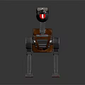 3D Mechanical Robot Creature Character With Metallic Legs Red Accents And Brown Body Design