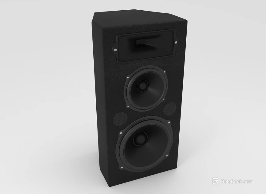 Black Floor Standing Electronic Audio Speaker With Dual Woofers For Clear Sound 3d model 