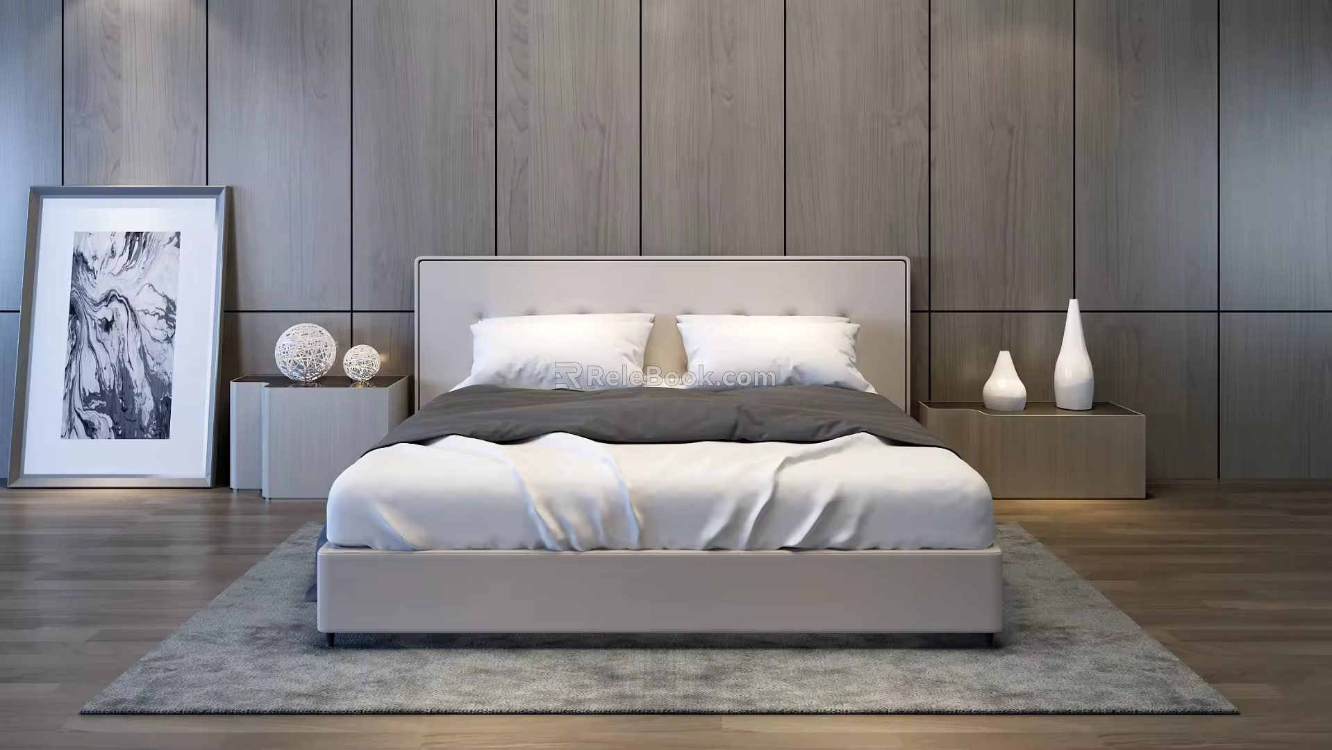Modern Background Double Bed Double Bed 3d model