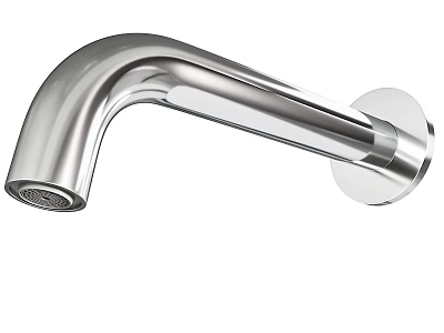 Sleek Silver Modern Wall Mounted Faucet With Smooth Metal Surface Design 3d model