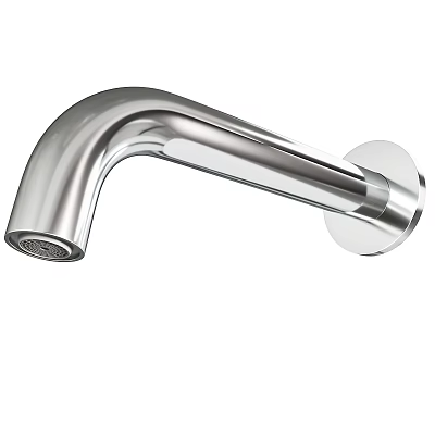 Sleek Silver Modern Wall Mounted Faucet With Smooth Metal Surface Design 3d model