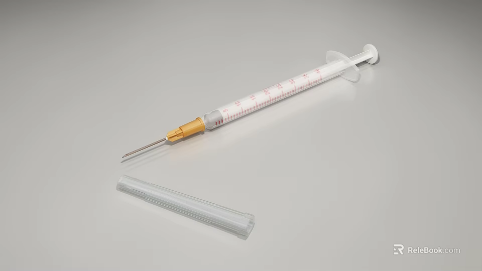High Quality Medical Syringe With Graduated Scale And Transparent Protective Cap 3d model 