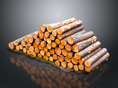 Natural Wooden Logs Neatly Stacked With Smooth Cut Ends And Rustic Appearance 3d model