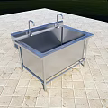 Canteen Stainless Steel Double Sink With Two Faucets On Tile Floor