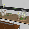 Elegant Tea Set With Glass Cups Jug Jars Limes And Lemon Slices On Kitchen Countertop