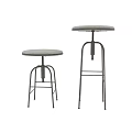 Bar Stools with Adjustable Height Black Metal Frame and Gray Padded Seat for Kitchen Countertop