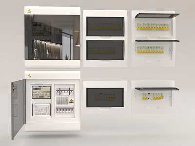 White Electrical Switch Panel With Open Close Views And Internal Structure Design 3d model