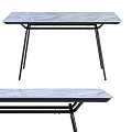 Modern Table With Sleek Marble Top And Sturdy Black Metal Legs For Home Use