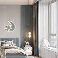 Kids Bedroom With Cozy Decor Plush Toys And Moon Star Light