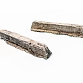 Old Weathered Long Wooden Beams With Rustic Textured Surface And Worn Edges 3d model
