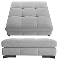 Gray Square Fabric Ottomans With Tufted Design For Modern Living Room