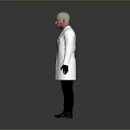 A Man Wearing White Doctor Coat Glasses Striped Tie Black Pants And Shoes
