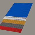 Stacked Corrugated Sheets in Blue Silver Orange Grey and Red Colors 3d model
