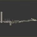 Industrial Facility Structure With Tower Pipes Platforms And Metal Components