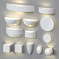 Modern White Wall Lights With Various Shapes And Contemporary Design Styles 3d model