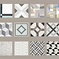Floor Tiles With Assorted Modern Designs Featuring Geometric And Abstract Patterns 3d model