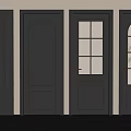 Black Hinged Doors with Arched and Square Tops Solid and Glass Panel Designs 3d model