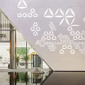 Modern Geometric Sales Office Building With Glass Facade And Water Reflection