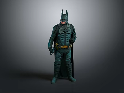 Batman Character Wearing Green Armored Suit With Cape And Helmet Standing 3d model