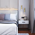 Modern Bedside Table Double Bedside Table Combination 3d model