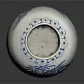 Traditional Hand-Painted White Ceramic Vase With Blue Bamboo And Table Patterns 3d model