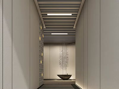 Modern Shop Front Desk Design With Open Layout Counter And Pendant Lights 3d model