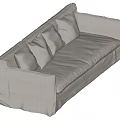 Light Gray Fabric Modern Sofa With Soft Cushions And Simple Design 3d model
