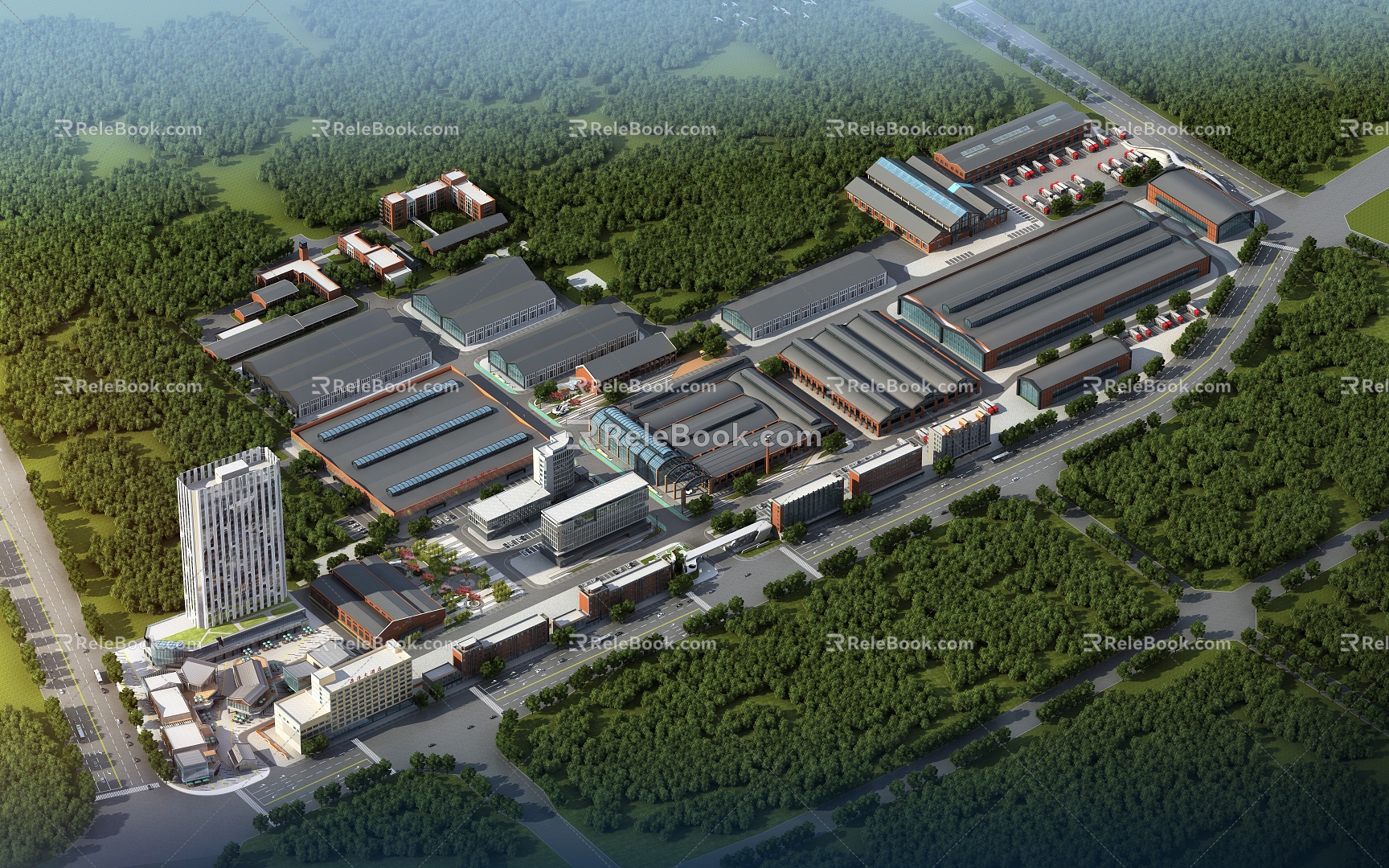 Industrial Plant Industrial Park Logistics Park Logistics Center Warehouse 3d model