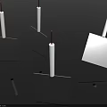 Multiple Square Metal Plates With White Cylinders And Copper Tops On Black Background With Reflections