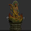 Tribal Character With Feathered Headdress Face Paint Interacting With Snake And Red Plant Leaves