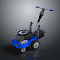 Blue Push Lawn Mower With Engine Wheels And Blue Handle Design Structure 3d model