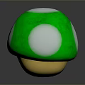 Cute Green Mushroom with White Spots on Cap Yellow Base and Adorable Eyes Design