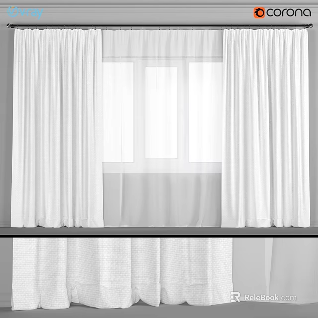 Modern Simple White Curtains For Window With Light Filtering Sheer Panels And Elegant Design 3d model 