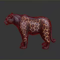 Decorative Leopard Figurine Furniture With Blue Orange Leopard Print Pattern Design