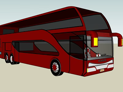 Red Double Decker Bus With Modern Exterior And Urban Transport Features 3d model