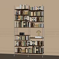 Modern Open Multi tiered Bookshelf Filled With Books Decorative Items And Table Lamp