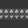 Gray Industrial Equipment Unit With Twelve Circular Fans On Metal Support Frame
