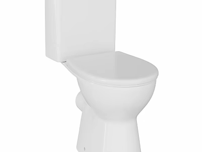 Modern White Ceramic Toilet With Two Piece Design And Sleek Seat 3d model
