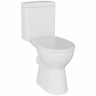 Modern White Ceramic Toilet With Two Piece Design And Sleek Seat 3d model