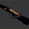 Modern Tactical Knife Featuring Black And Orange Serrated Blade And Grip Handle